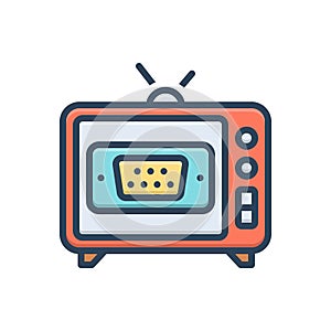Color illustration icon for Serial, seriate and antenna photo