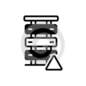 Black solid icon for Server Error, database and exclamation