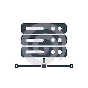 Icon of a server rack representing data storage and network connectivity