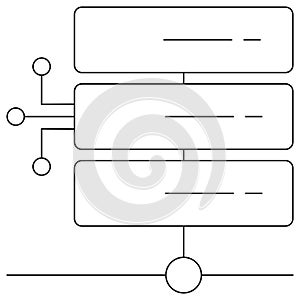 Icon of a server stack with digital circuit connections