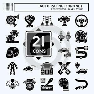 Icon Set Auto Racing. related to Racing symbol. glyph style. simple design editable. simple illustration