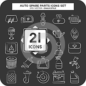 Icon Set Auto Spare Parts. related to Spare Parts symbol. chalk Style. simple design editable. simple illustration