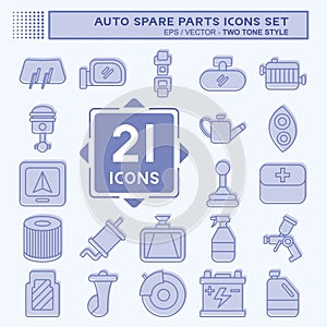 Icon Set Auto Spare Parts. related to Spare Parts symbol. two tone style. simple design editable. simple illustration