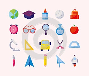 Icon set of back to school vector design