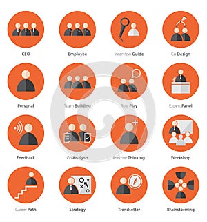 Icon Set of Business Career, Marketing in Flat Design