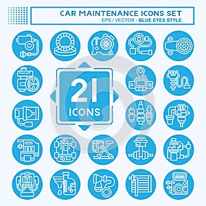 Icon Set Car Maintenance. related to Automotive symbol. blue eyes style. simple design editable. simple illustration