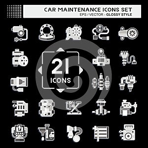 Icon Set Car Maintenance. related to Automotive symbol. glossy style. simple design editable. simple illustration
