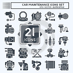 Icon Set Car Maintenance. related to Automotive symbol. glyph style. simple design editable. simple illustration