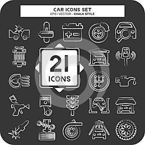 Icon Set Car. related to Car ,Automotive symbol. chalk Style. simple design editable. simple illustration