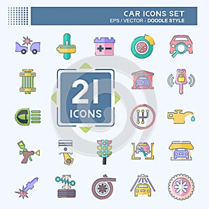 Icon Set Car. related to Car ,Automotive symbol. doodle style. simple design editable. simple illustration