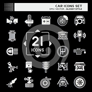 Icon Set Car. related to Car ,Automotive symbol. glossy style. simple design editable. simple illustration