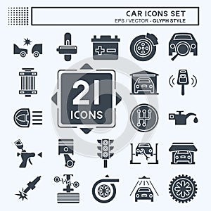 Icon Set Car. related to Car ,Automotive symbol. glyph style. simple design editable. simple illustration