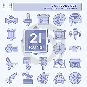 Icon Set Car. related to Car ,Automotive symbol. two tone style. simple design editable. simple illustration