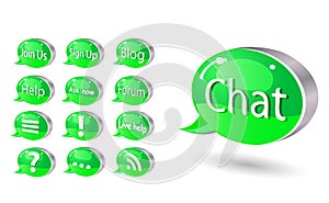 Icon set of chat, forum, blog, rss, help photo