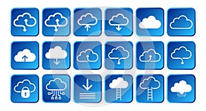 Icon Set of Cloud computing 3D rounded square style