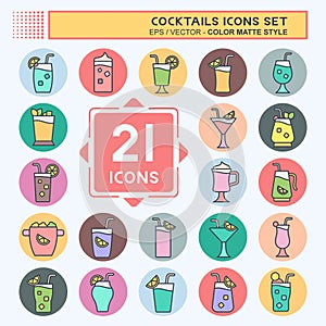 Icon Set Cocktails. related to Restaurants symbol. color mate style. simple design editable. simple illustration