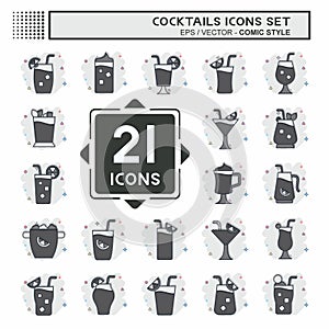 Icon Set Cocktails. related to Restaurants symbol. comic style. simple design editable. simple illustration
