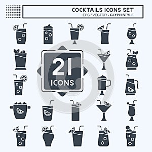 Icon Set Cocktails. related to Restaurants symbol. glyph style. simple design editable. simple illustration