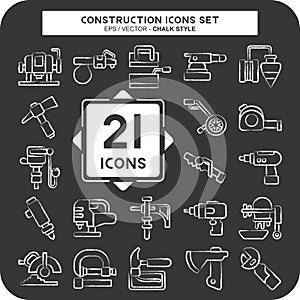 Icon Set Construction. related to Building symbol. chalk Style. simple design editable. simple illustration