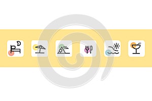 Icon set. Contains icons that capture vacation