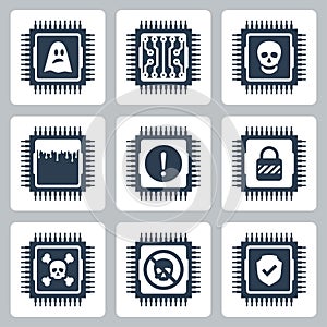 Icons of CPU critical exploit vulnerabilities photo