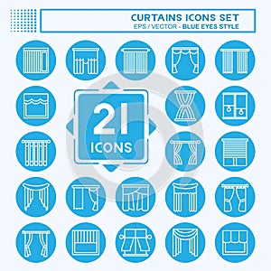 Icon Set Curtains. related to Home Decoration symbol. blue eyes style. simple design editable. simple illustration