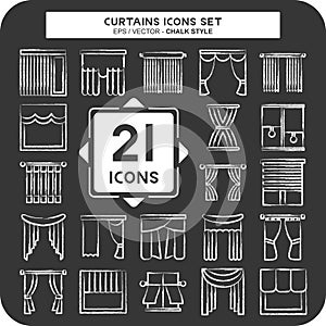 Icon Set Curtains. related to Home Decoration symbol. chalk Style. simple design editable. simple illustration