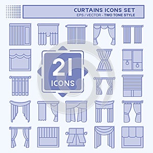 Icon Set Curtains. related to Home Decoration symbol. two tone style. simple design editable. simple illustration