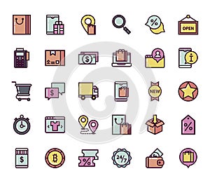 Icon set e-commerce group illustration