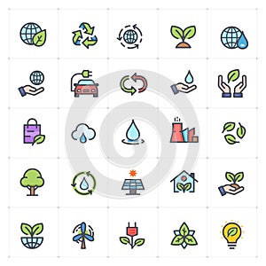 Icon set - environment full color outline stroke