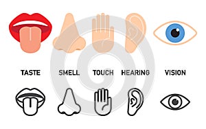 Icon set of five human senses