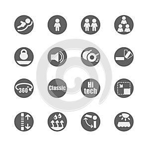 Icon set of furniture and equipment features