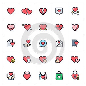 Icon set - heart full color vector illustration