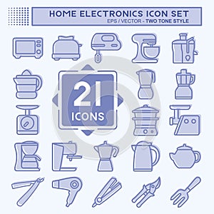 Icon Set Household - Two Tone Style - Simple illustration,Editable stroke