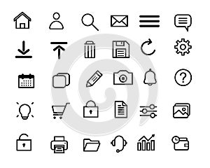 Icon Set Interface Web Vector Line Art Outline Style