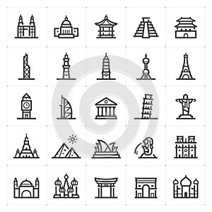 Icon set - Landmark icon outline stroke vector