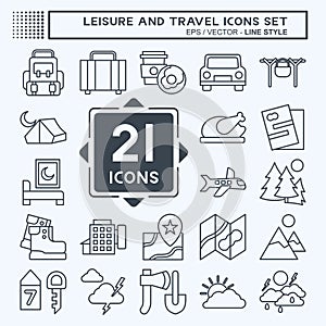 Icon Set Leisure and Travel. related to Holiday symbol. line style. simple design illustration