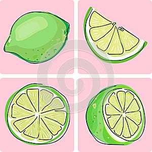 Icon set - lime fruit