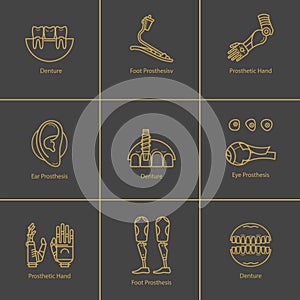 Icon set medical prostheses