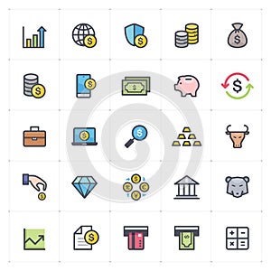 Icon set - money and finance full color outline stroke photo