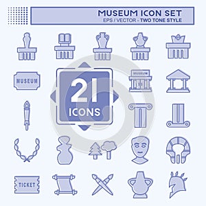 Icon Set Museum - Two Tone Style - Simple illustration, Good for Prints , Announcements, Etc