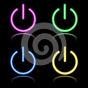 Icon set of neon buttons