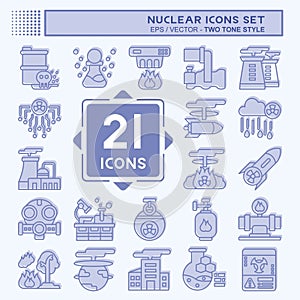 Icon Set Nuclear. related to Nuclear symbol. two tone style. simple design editable. simple illustration