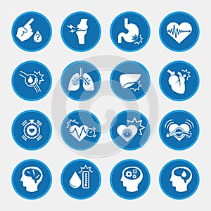 Icon set of obesity related diseases and prevention