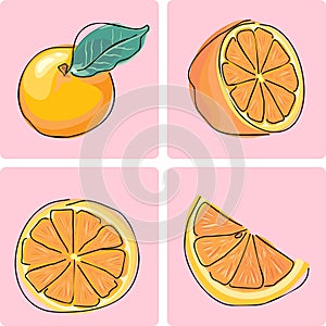 Icon set - orange fruit