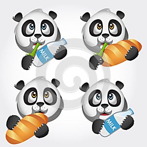 Icon set with panda