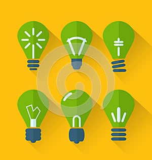 Icon set process of generating ideas to solve problems, birth of