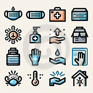 an icon set representing safety and hygien photo