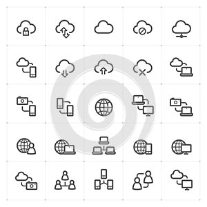 Icon set - responsive and devices outline stroke