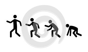 Icon set runner stick man